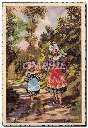 Carte Postale Ancienne Fouesnant Chemin Creux Fouesnant Folklore Costume