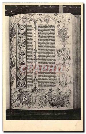 Bild des Verkufers fr Carte Postale Ancienne Museum Plantin Moretus Page u manuscrit Biblia Latina 1402 zum Verkauf von CPAPHIL