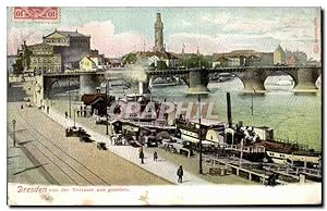 Carte Postale Ancienne Dresden von der Terrasse aus Gesehen Bateau