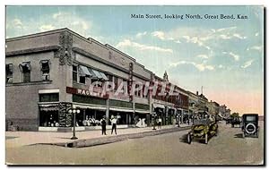 Carte Postale Ancienne Main Street Looking North Great Bend Kan