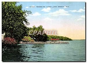 Carte Postale Ancienne Scenic Shoreline Along Lake Geneva Wis