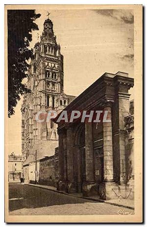 Carte Postale Ancienne Tours Entrée de musee (ancien archeveche) et tours de la cathédrale