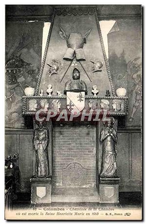 Bild des Verkufers fr Carte Postale Ancienne Colombes Cheminee de la Chambre ou est morte la Reine Henriette Marie en 1669 zum Verkauf von CPAPHIL