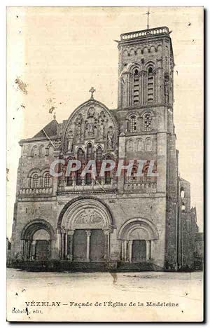 Carte Postale Ancienne Vezelay Façade de L'Eglise de la Madeleine