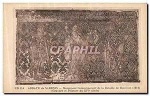 Image du vendeur pour Carte Postale Ancienne Abbaye de Saint Denis Monument Commemoratif de la Bataille de Bouvines Gravure et peinture du 14eme mis en vente par CPAPHIL