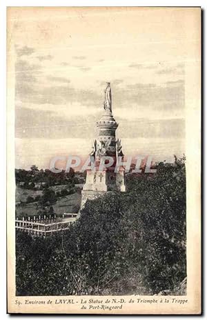 Carte Postale Ancienne Environs de Laval La Statue de ND du triomphe a la Trappe du Port Ringeard