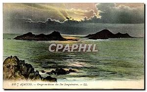 Carte Postale Ancienne Ajaccio Orage au dessus des îles Sanguinaires Corse