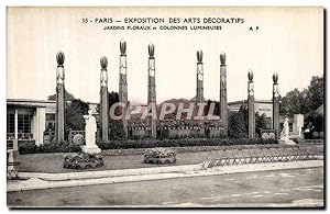 Image du vendeur pour Carte Postale Ancienne Paris Exposition Interrnationale Des Arts Decoratifs Jardins floraux et colonnes lumineuses mis en vente par CPAPHIL