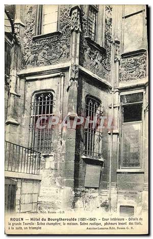 Carte Postale Ancienne Rouen Hôtel du Bourgtheroulde Cour intérieure Details de la grande tourell...