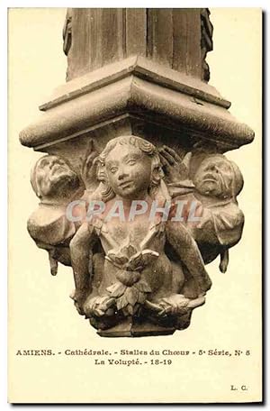 Imagen del vendedor de Carte Postale Ancienne Amiens Cathdrale Stalles du Choeur La Volupte a la venta por CPAPHIL