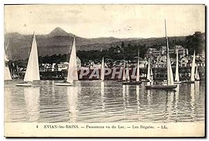 Carte Postale Ancienne Evian Les Bains Panorama Vu du Lac Les Regates