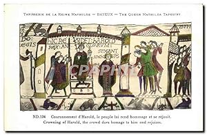 Bild des Verkufers fr Carte Postale Ancienne Bayeux Tapisserie de la Reine Mathilde Couronnement d'Harold zum Verkauf von CPAPHIL