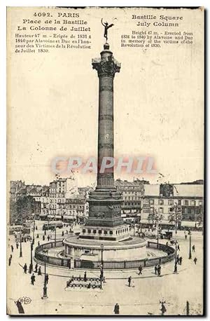 Seller image for Carte Postale Ancienne Paris Place de la Bastille La Colonne de Juillet for sale by CPAPHIL