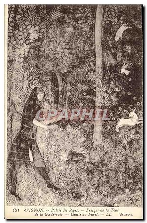 Image du vendeur pour Carte Postale Ancienne Avignon Palais des Papes Fresque de la Tour de la garde robe Chasse au furet mis en vente par CPAPHIL