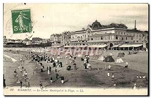 Carte Postale Ancienne Biarritz Le Casino Municipal et la Plage