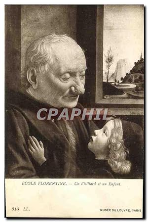 Seller image for Carte Postale Ancienne Ecole Florentine Un Vieillard et un Enfant Musee du Louvre Paris for sale by CPAPHIL