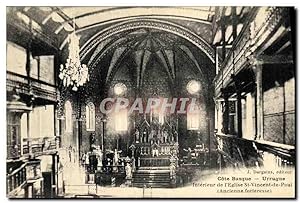 Carte Postale Ancienne Urrugne Intérieur de L'Eglise St Vincent De Paul