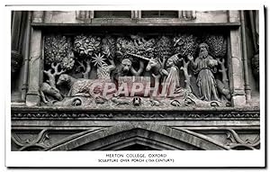 Carte Postale Ancienne Merton College Oxford Sculpture over porch