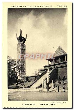 Carte Postale Ancienne Paris Exposition Coloniale Internationale 1931 Madagascar Façade principale