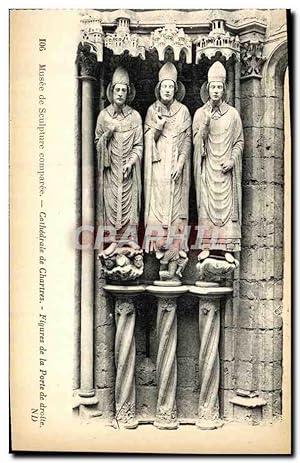 Carte Postale Ancienne Musee de Sculpture Cathédrale de Chartres Figures de la porte de droite