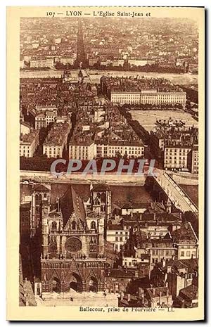 Bild des Verkufers fr Carte Postale Ancienne Lyon L'Eglise Saint Jean et Bellecour preise de Fourviere zum Verkauf von CPAPHIL