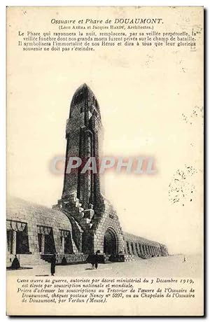 Carte Postale Ancienne Militaria Ossuaire et Phare de Douaumont Le Phare