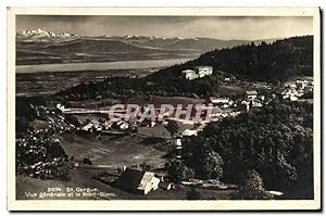 Carte Postale Ancienne St Cergue vue générale et le Mont Blanc
