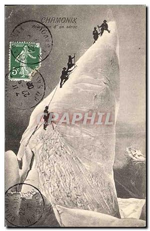 Carte Postale Ancienne Chamonix Ascension d'Un Serac alpinisme