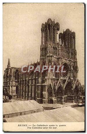 Carte Postale Ancienne Militaria Reims La Cathédrale apres la guerre