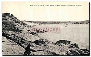 Carte Postale Ancienne Tregastel La Roche en Tire Bouchon et la Plage Blanche