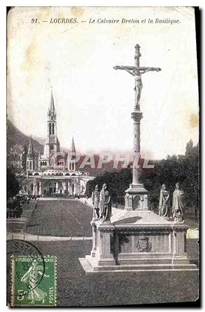 Seller image for Carte Postale Ancienne Lourdes Le Calvaire Breton et la Basilique for sale by CPAPHIL