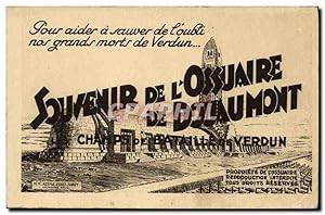 Carte Postale Ancienne Souvenir de l'Ossuaire de Douaumont Champs de bataille de Verdun Militaria