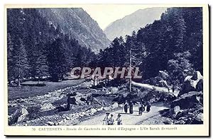 Carte Postale Ancienne Cauterets Route de Cauterets au Pont d'Espagne L'île Sarah Bernhardt