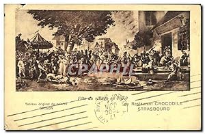 Seller image for Carte Postale Ancienne Strasbourg Fte de Village en 1870 Restaurant Crocodle Peintre Grison for sale by CPAPHIL