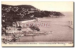 Carte Postale Ancienne Nice L'Entrée du Port et le Mont Boron Bateaux