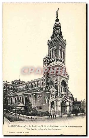 Carte Postale Ancienne Albert La basilique ND de Brebieres avant le bombardement Militaria