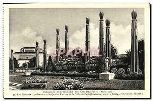 Image du vendeur pour Carte Postale Ancienne Exposition Internationale des Arts Dcoratifs Paris Les Colonne Lumineuses et les Jardins Floraux de la Ville de mis en vente par CPAPHIL