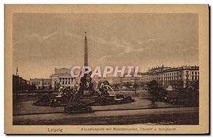 Carte Postale Ancienne Leipzig Augustusplatz mit mendebrunnen Théâtre u Hauptpost