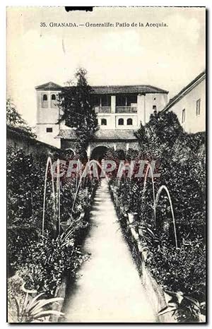 Bild des Verkufers fr Carte Postale Ancienne Granada Gnralife Patio de la Acequia zum Verkauf von CPAPHIL