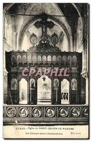 Bild des Verkufers fr Carte Postale Ancienne Paris Eglise de Saint Julien le Pauvre Le choeur avec l'iconoclaste zum Verkauf von CPAPHIL