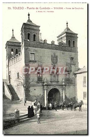 Carte Postale Ancienne Toledo Puerta de Cambron Caleche ane (animee)