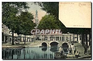 Carte Postale Ancienne Leiden Korenbeurs en Brug Enfants