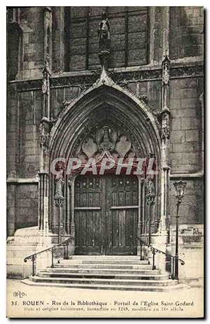 Seller image for Carte Postale Ancienne Rouen Rue de la Bibliotheque Portail de L'glise Saint Godard for sale by CPAPHIL