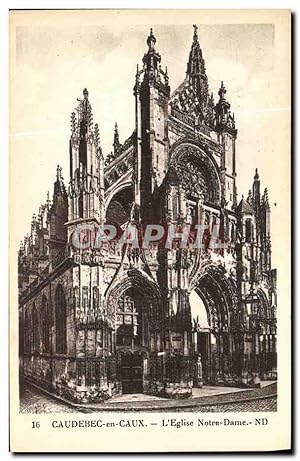 Carte Postale Ancienne Caudebec en Caux L'Eglise Notre Dame