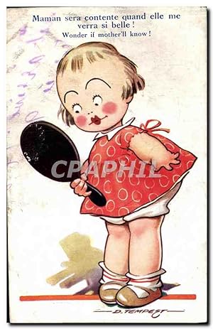 Image du vendeur pour Carte Postale Ancienne Fantaisie Enfant Maman sera contente quand elle me verra si belle mis en vente par CPAPHIL