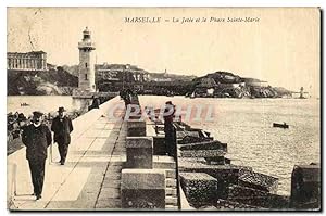 Carte Postale Ancienne Marseille La Jetée et le Phare Sainte Marie