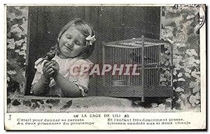 Seller image for Carte Postale Ancienne Fantaisie Enfant et oiseau La cage de Lili for sale by CPAPHIL