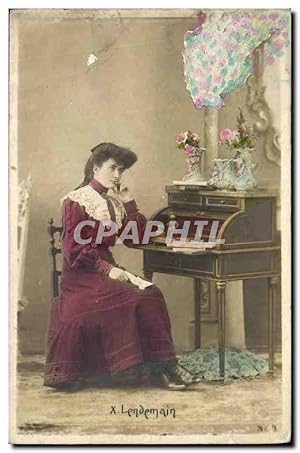 Carte Postale Ancienne Fantaisie Femme Piano