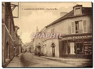 Carte Postale Ancienne Langrune Sur Mer Rue de la Mer entreprise de peinture