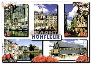 Seller image for Carte Postale Moderne Honfleur Le vieux bassin et les faades typiques du quai Sainte Catherine La plage et l'glise Sainte Catherine for sale by CPAPHIL